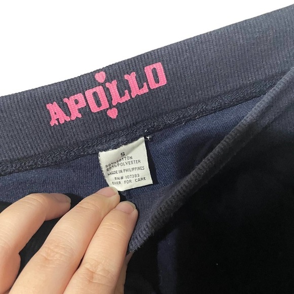 Apollo Y2K Navy Blue Velvet Velour Drawstring Pants w/Button Pockets - Picture 3 of 5